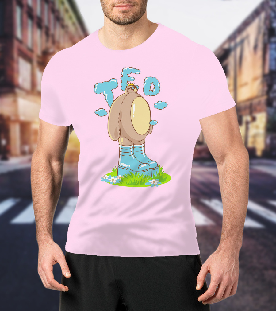 Eret Merch Ted Character With Crown And Boots Standing On Grass T-Shirt