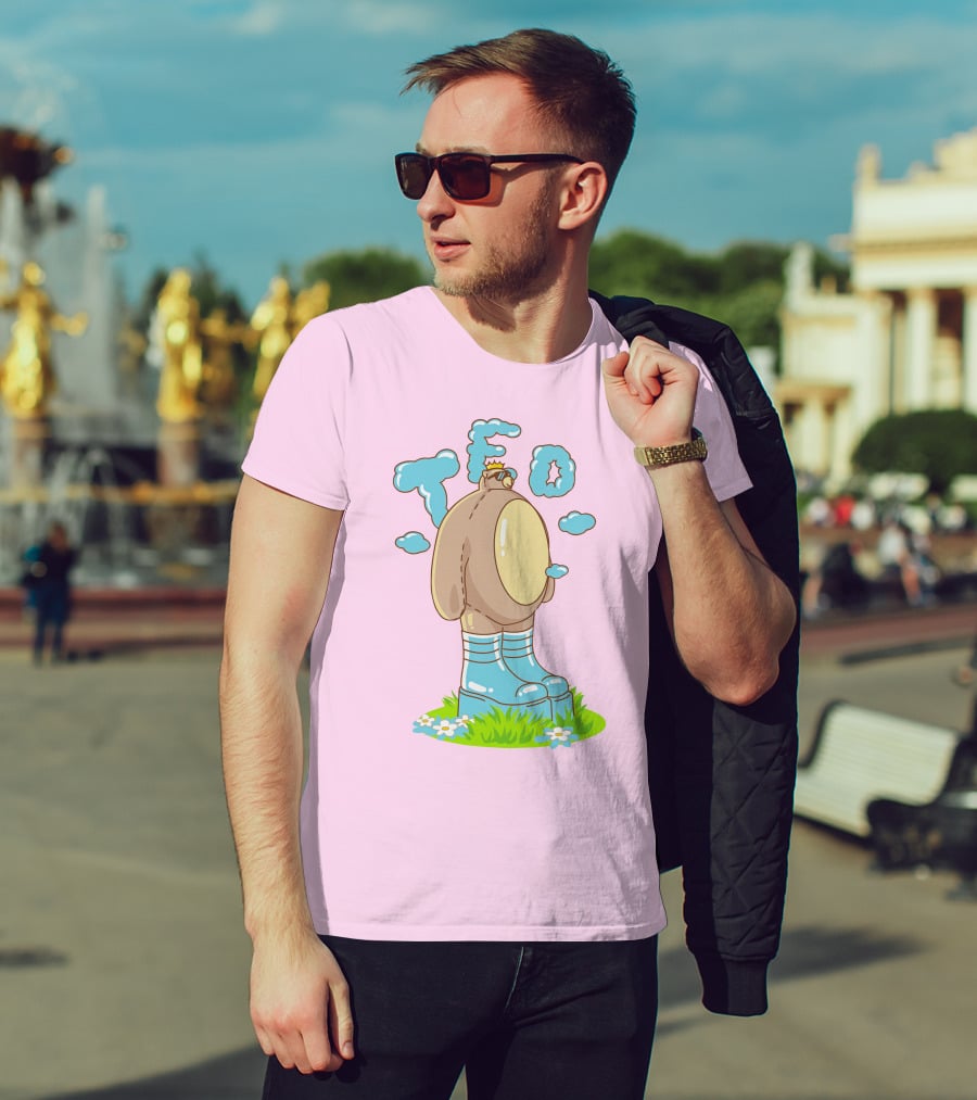 Eret Merch Ted Character With Crown And Boots Standing On Grass T-Shirt