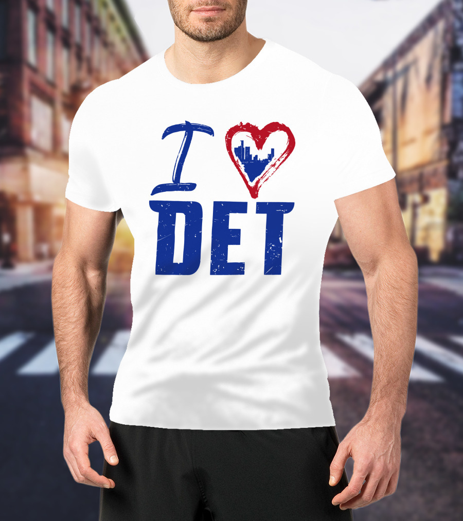 I Love DET Detroit Pistons Skyline Heart T-Shirt