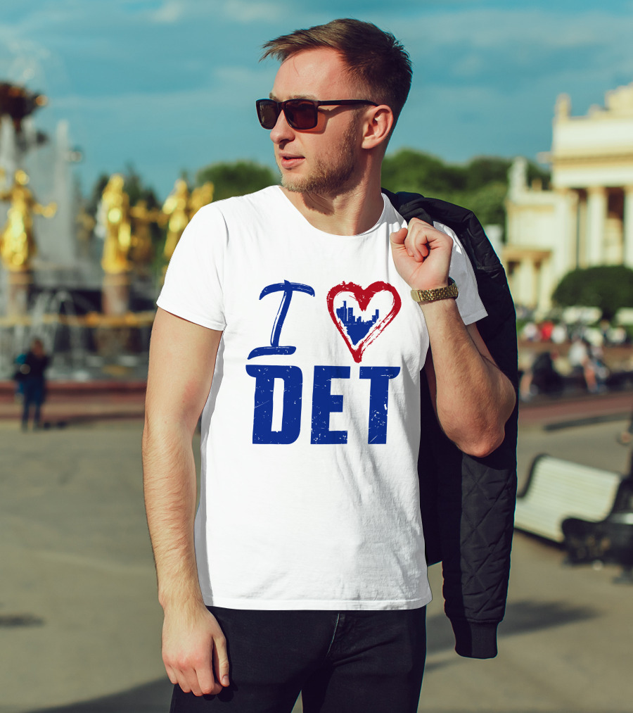 I Love DET Detroit Pistons Skyline Heart T-Shirt