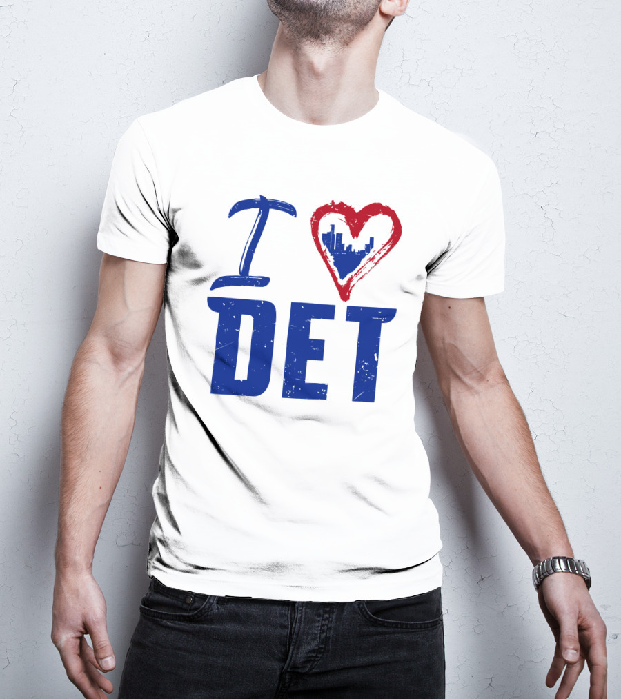 I Love DET Detroit Pistons Skyline Heart T-Shirt