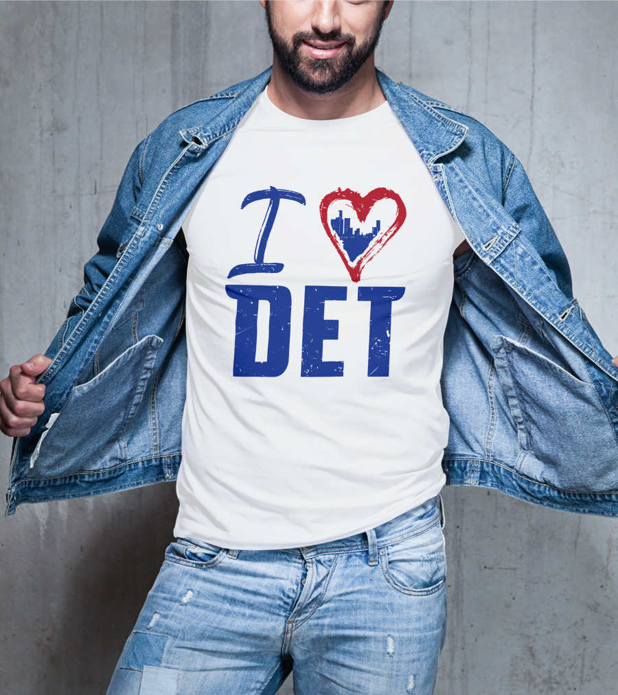 I Love DET Detroit Pistons Skyline Heart T-Shirt