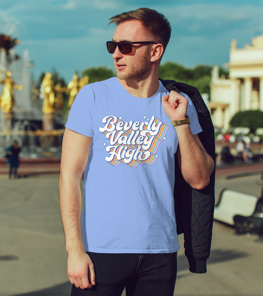 Bvh Merch Beverly Valley High Rainbow Text With Colorful Swirls T-Shirt