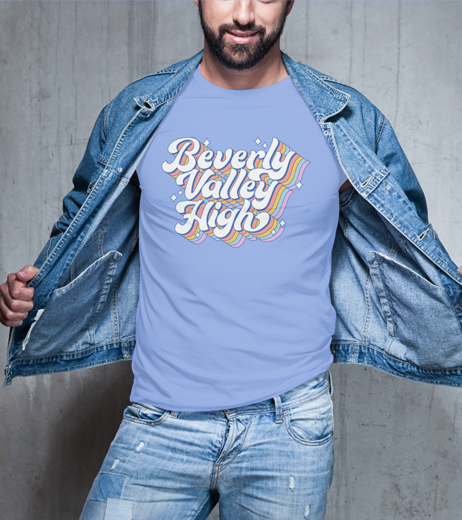 Bvh Merch Beverly Valley High Rainbow Text With Colorful Swirls T-Shirt