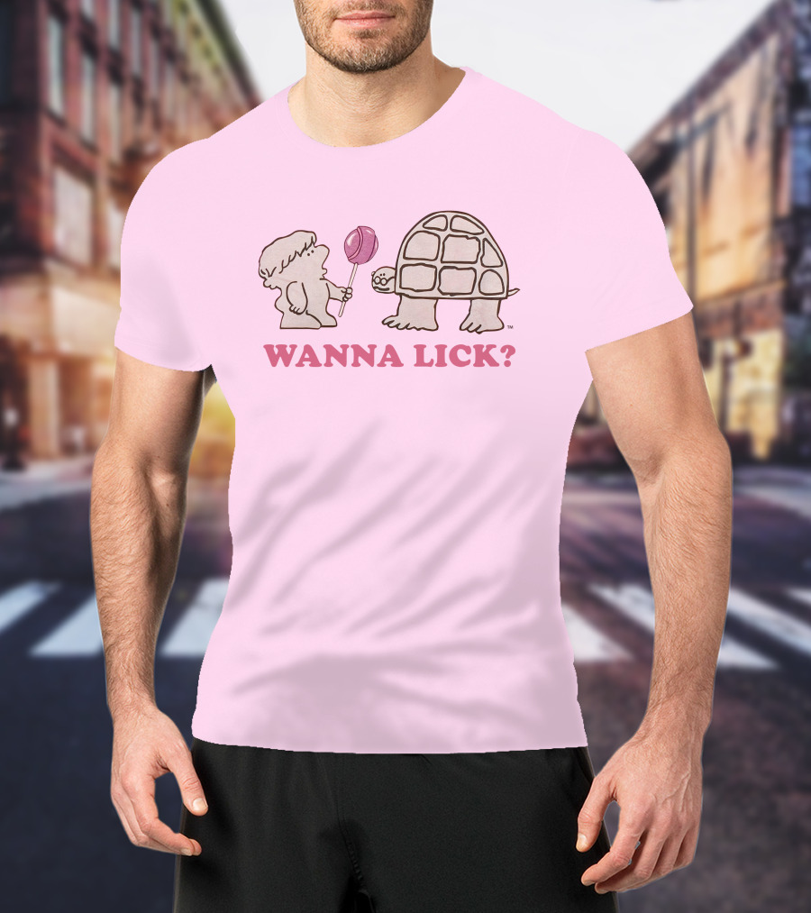 Wanna Lick Tootsie Roll Lilbttyboop Cute Character With Turtle And Lollipop T-Shirt
