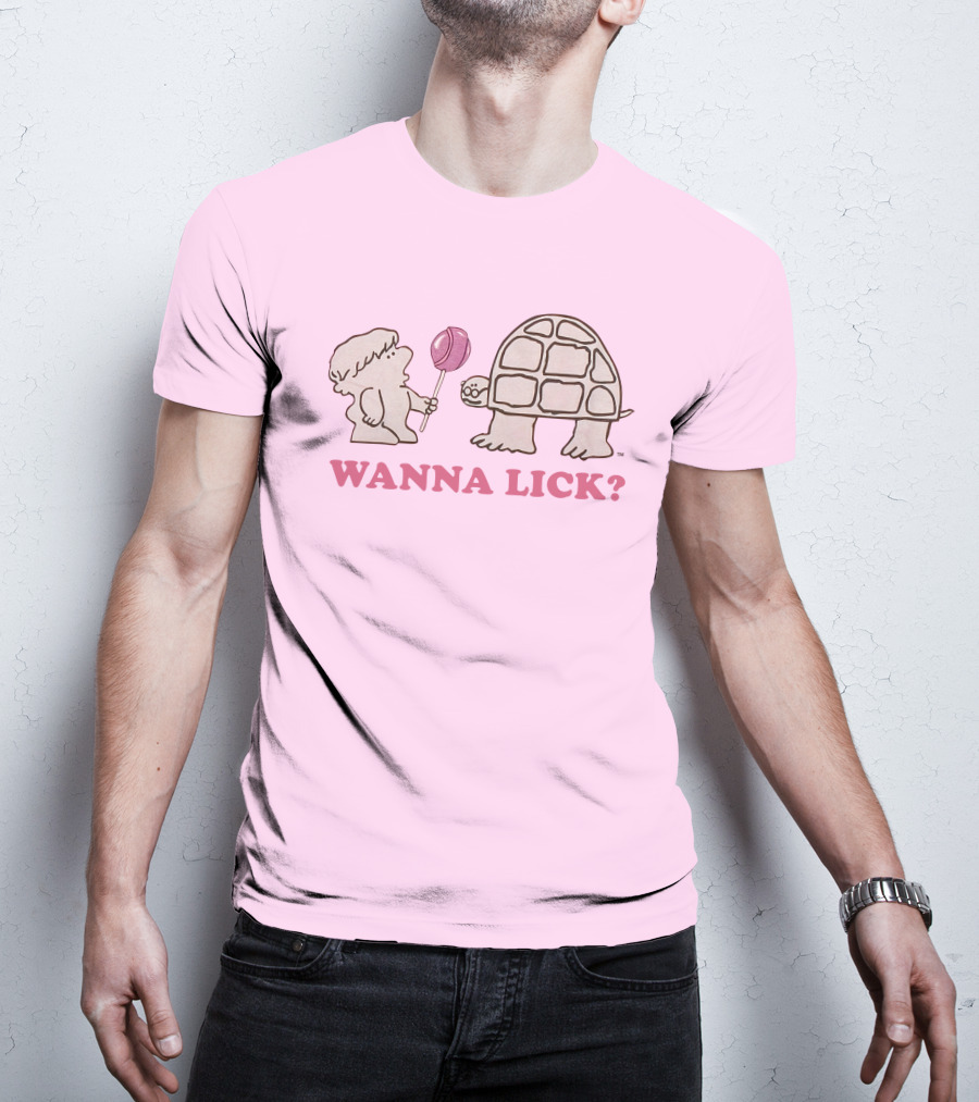 Wanna Lick Tootsie Roll Lilbttyboop Cute Character With Turtle And Lollipop T-Shirt