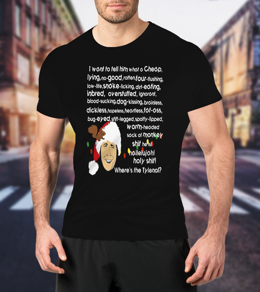 Clark Griswold Christmas Rant With Santa Hat And Lights T-Shirt