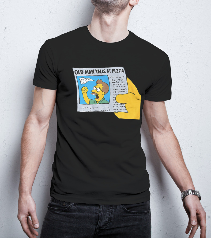 Old Man Yells At Pizza Newspaper Cartoon Parody Pizzamas Merch T-Shirt