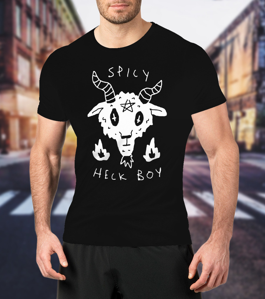 Spicy Heck Boy Goat With Pentagram And Flames T-Shirt