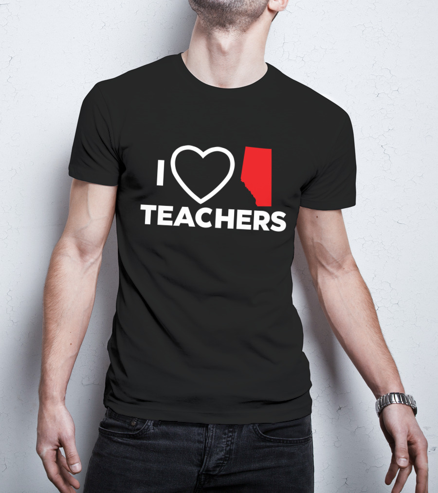 I Love Alberta Teachers Heart Red Map Krista Li T-Shirt