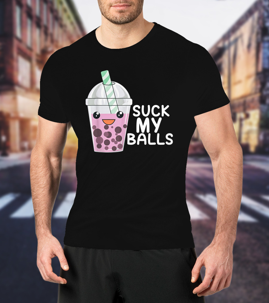Suck My Balls Boba Tea Cute Cartoon T-Shirt