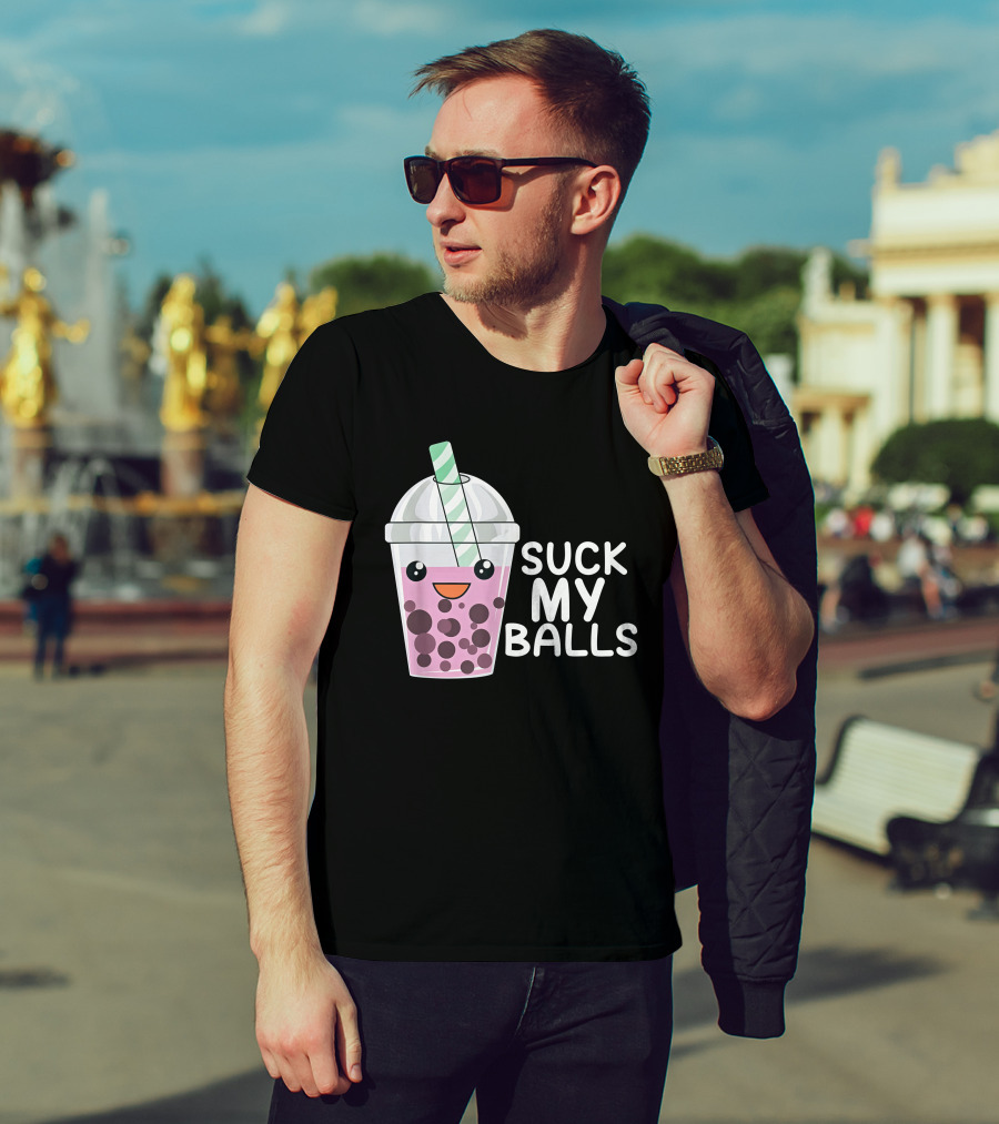 Suck My Balls Boba Tea Cute Cartoon T-Shirt