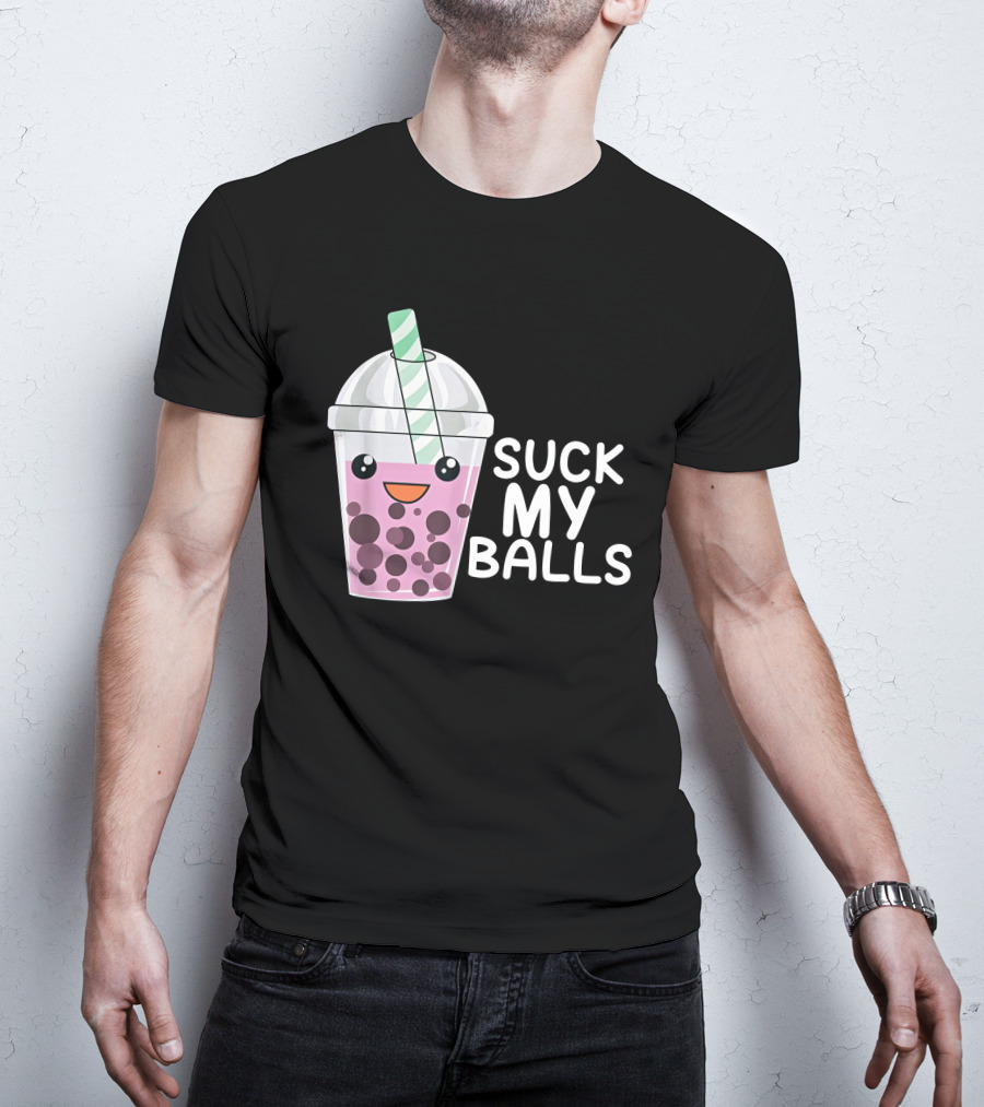 Suck My Balls Boba Tea Cute Cartoon T-Shirt