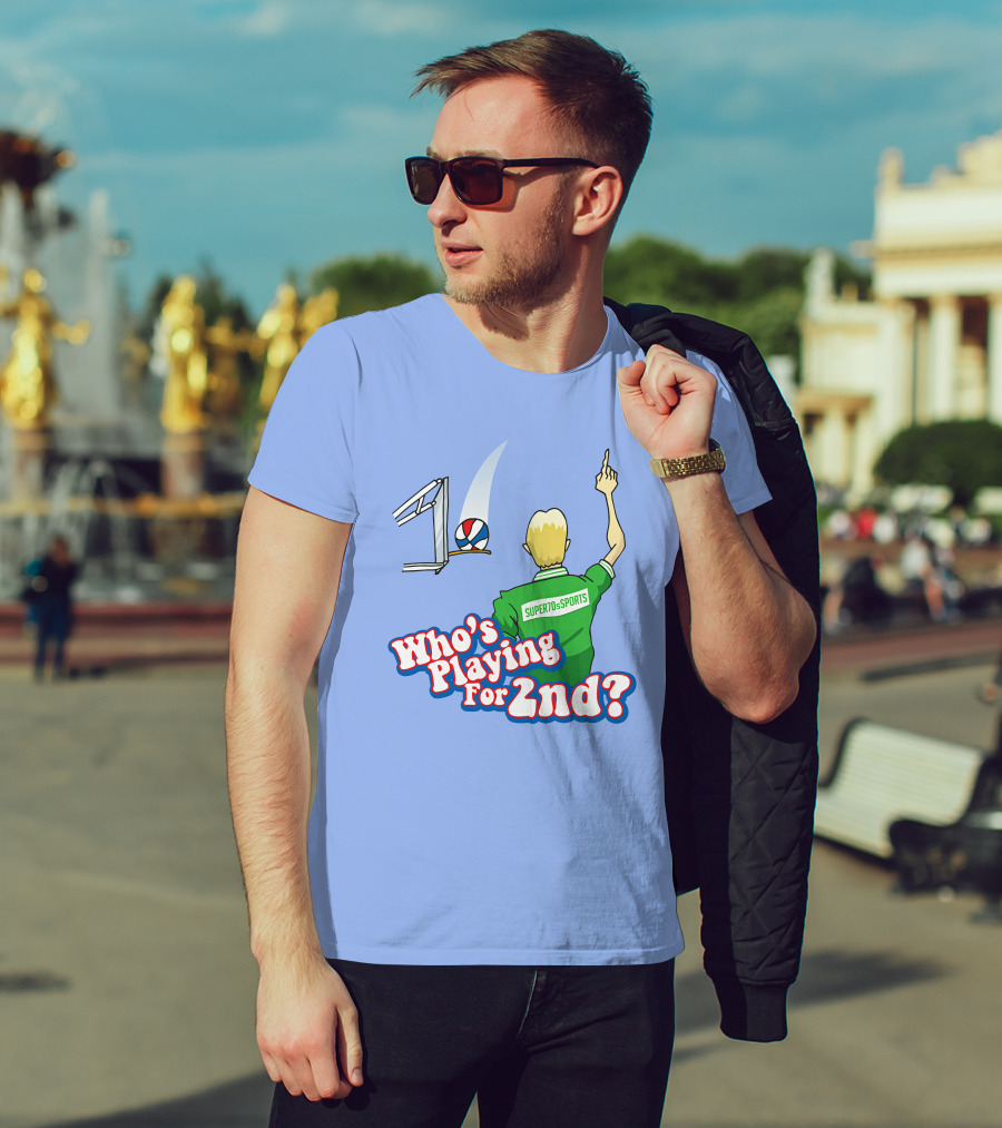 Super70s Sports Who's Playing For 2nd Volleyball Player Gesture T-Shirt
