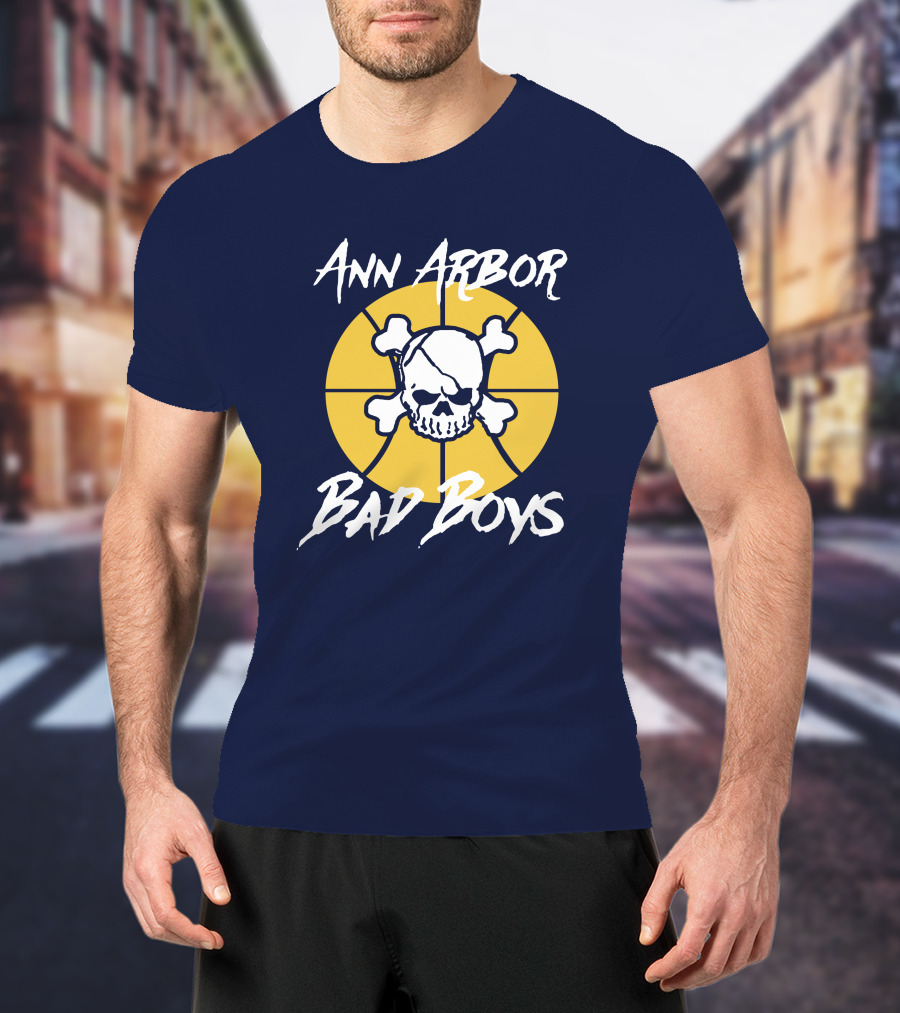 Ann Arbor Bad Boys Skull Basketball Juwan Howard Blue By Ninety Shop T-Shirt