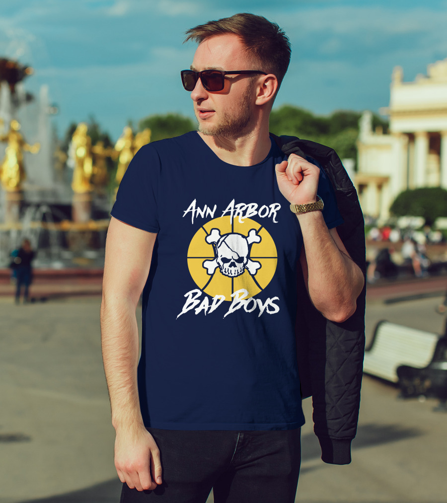 Ann Arbor Bad Boys Skull Basketball Juwan Howard Blue By Ninety Shop T-Shirt
