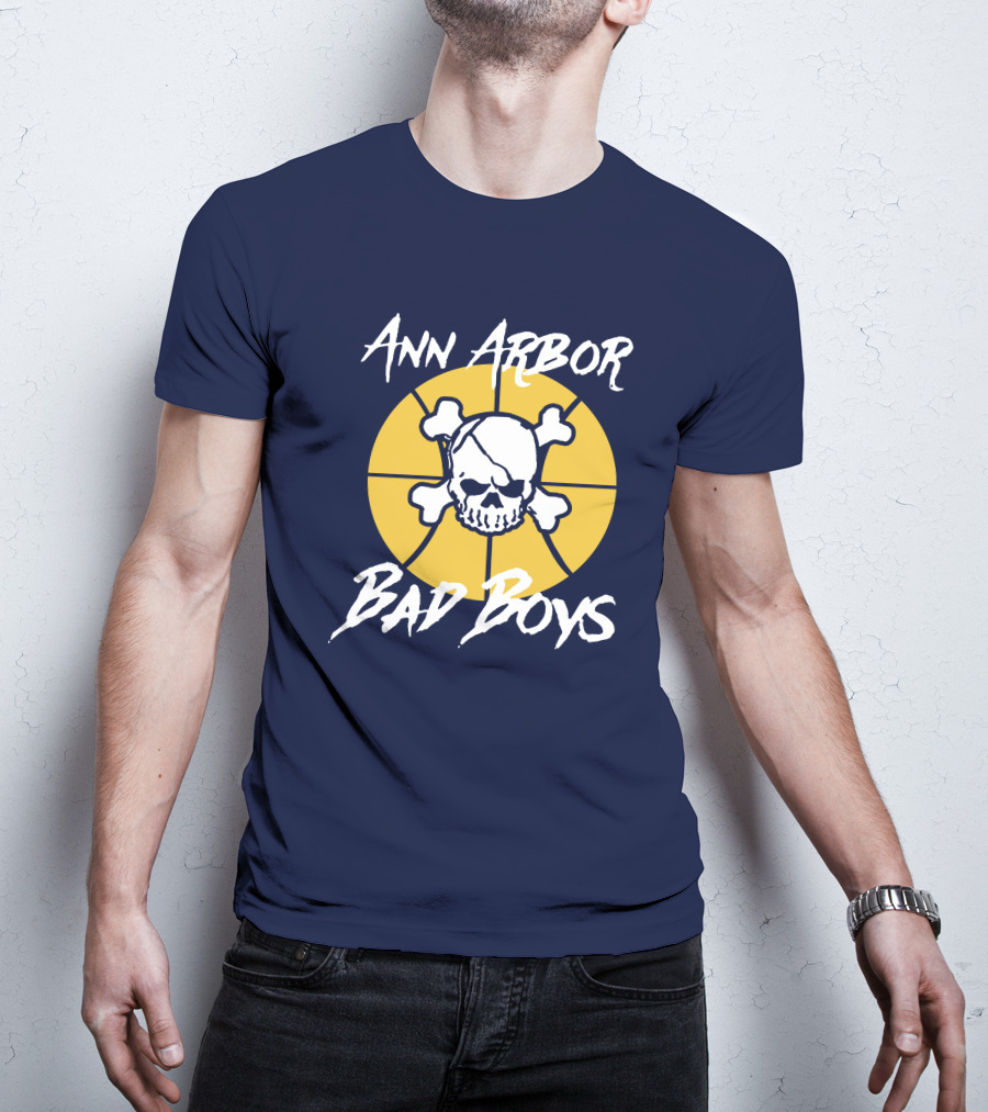 Ann Arbor Bad Boys Skull Basketball Juwan Howard Blue By Ninety Shop T-Shirt