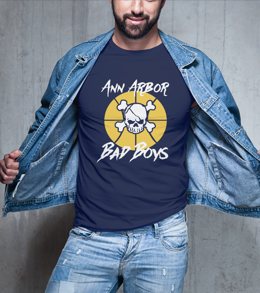 Ann Arbor Bad Boys Skull Basketball Juwan Howard Blue By Ninety Shop T-Shirt