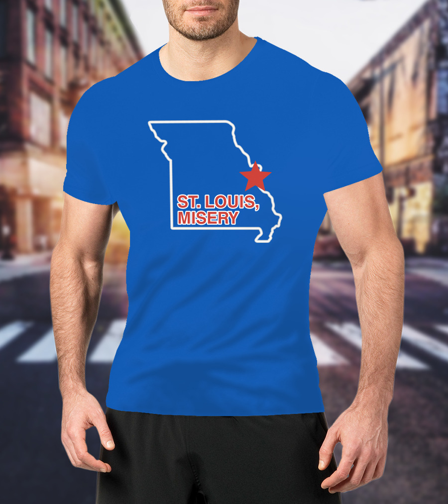 Obvious Merch St. Louis Misery Map Outline With Red Star T-Shirt
