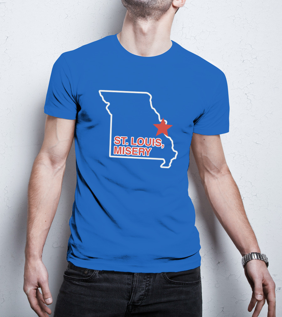 Obvious Merch St. Louis Misery Map Outline With Red Star T-Shirt