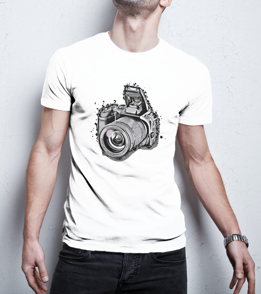 Nikon Camera Black White Splatter T-Shirt