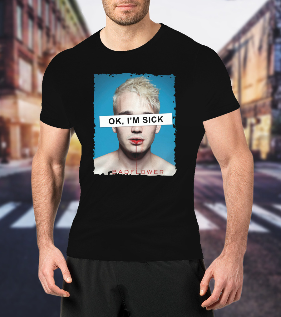 Badflower OK I'm Sick Album Art Distressed Blue Red T-Shirt