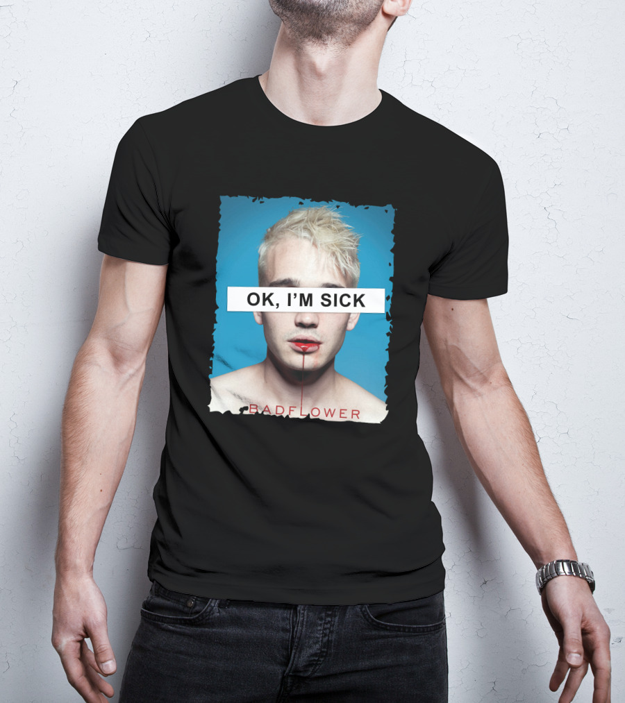 Badflower OK I'm Sick Album Art Distressed Blue Red T-Shirt