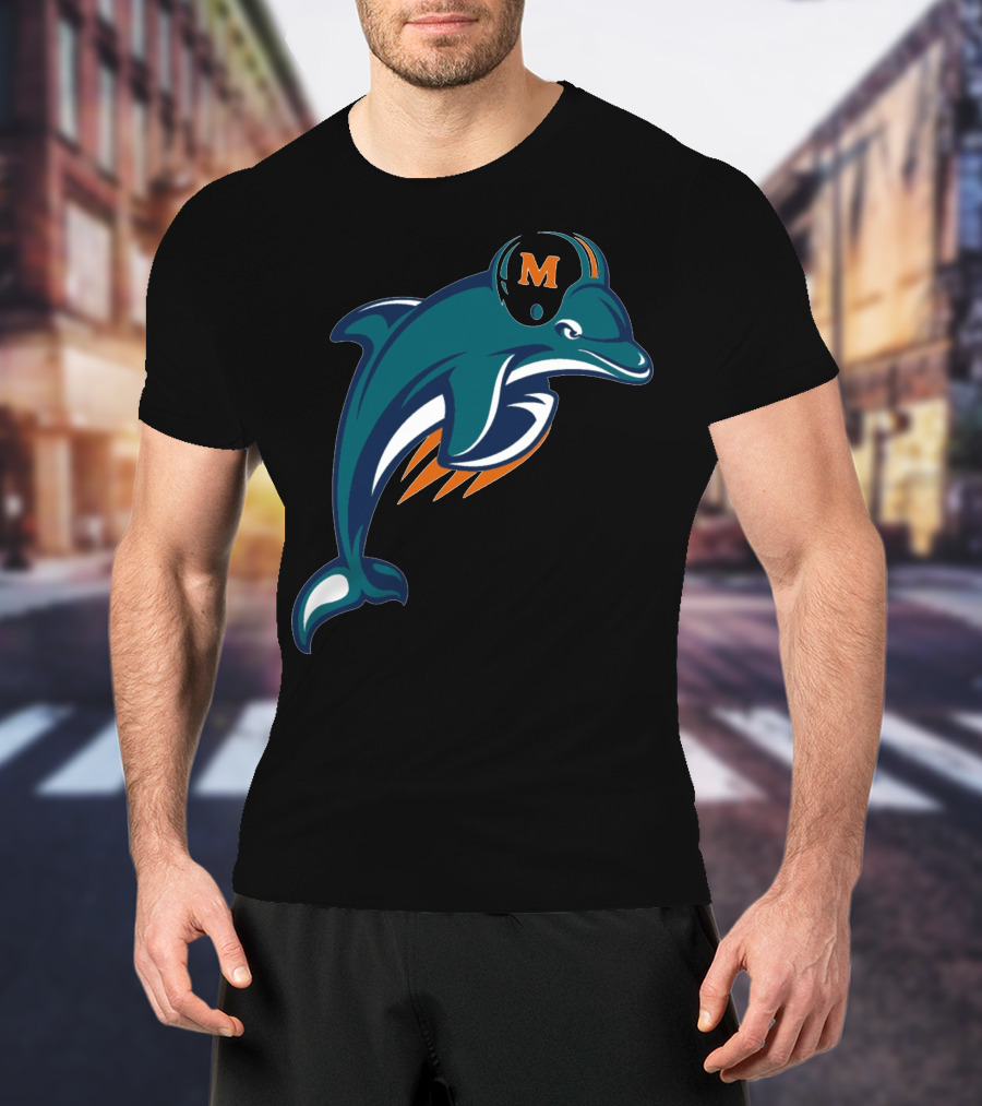 Miami Dolphins Football Team Logo With Helmet T-Shirt