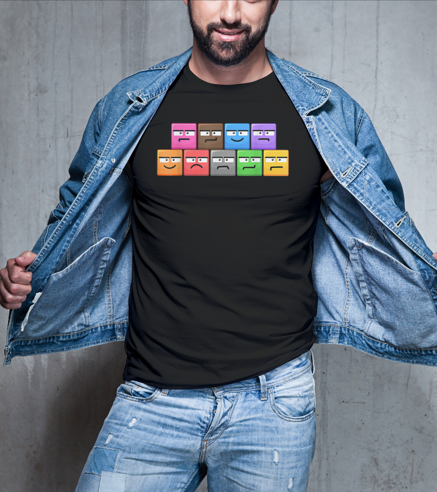 Cliffside Chaos Emoji Blocks Faces T-Shirt