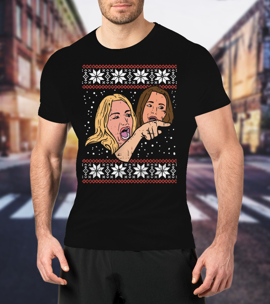 Angry Yelling Woman Meme Ugly Christmas T-Shirt