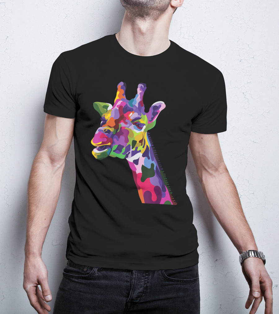 Giraffe Support Colorful Psychedelic T-Shirt