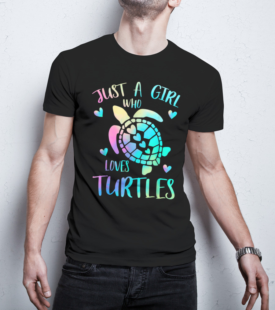 Just A Girl Who Loves Turtles Pastel Watercolor Turtle T-Shirt