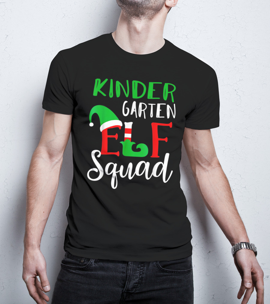 Kindergarten Elf Squad Christmas Teacher Festive Holiday T-Shirt