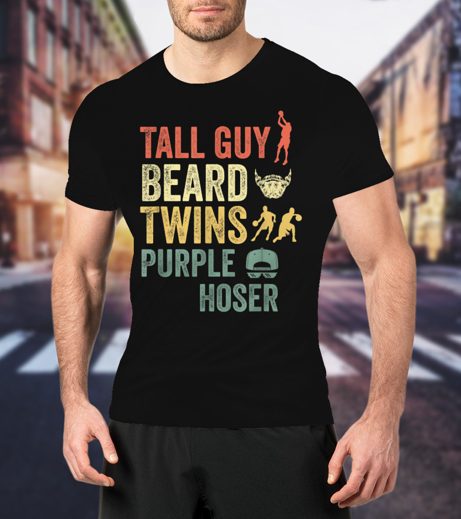 Perfect Dude Tall Guy Beard Twins Purple Hoser Basketball Cap T-Shirt