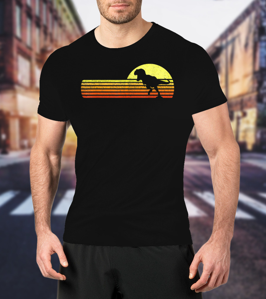 Retro Sunset Tyrannosaurus Rex Dinosaur Paleontology Science T-Shirt