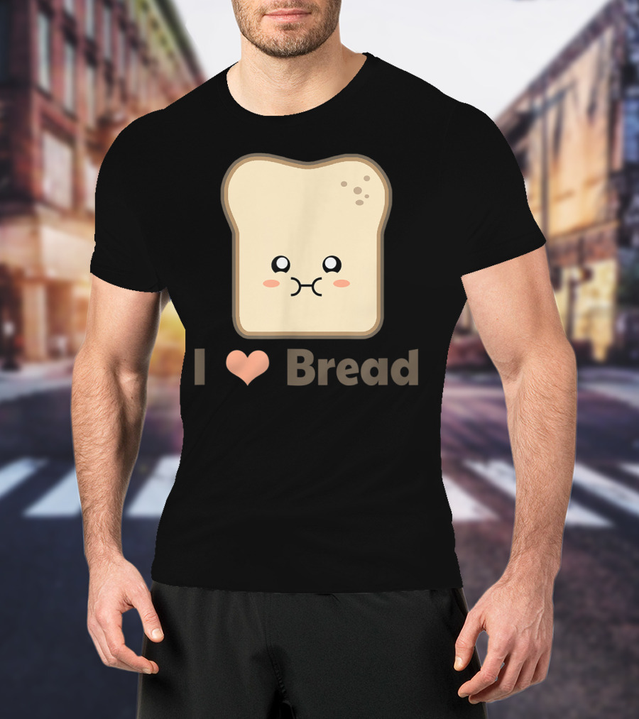 I Heart Kawaii Bread Cute Face T-Shirt