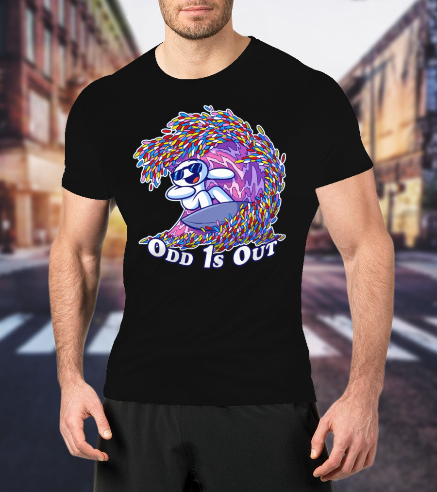 Odd 1s Out Surfing Wave Of Colorful Candy T-Shirt
