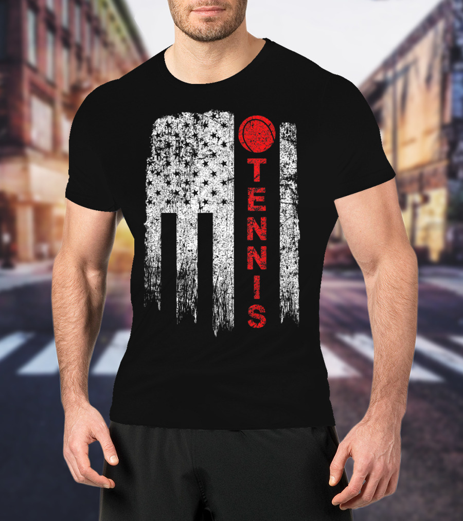 USA Red White Tennis Boys American Grunge T-Shirt