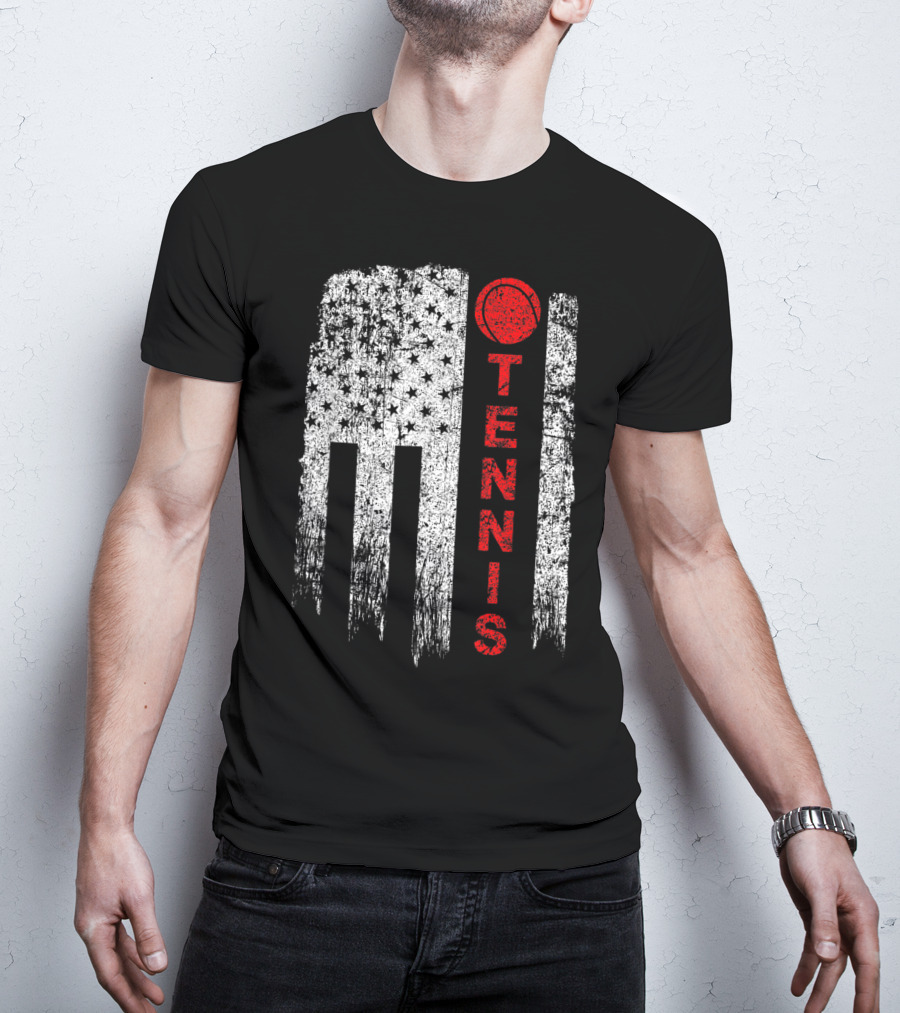 USA Red White Tennis Boys American Grunge T-Shirt