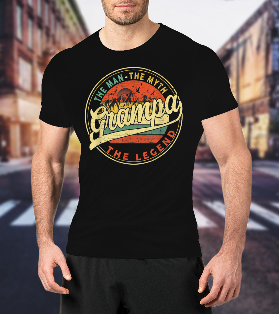The Man The Myth The Legend Grampa Vintage Sunset T-Shirt
