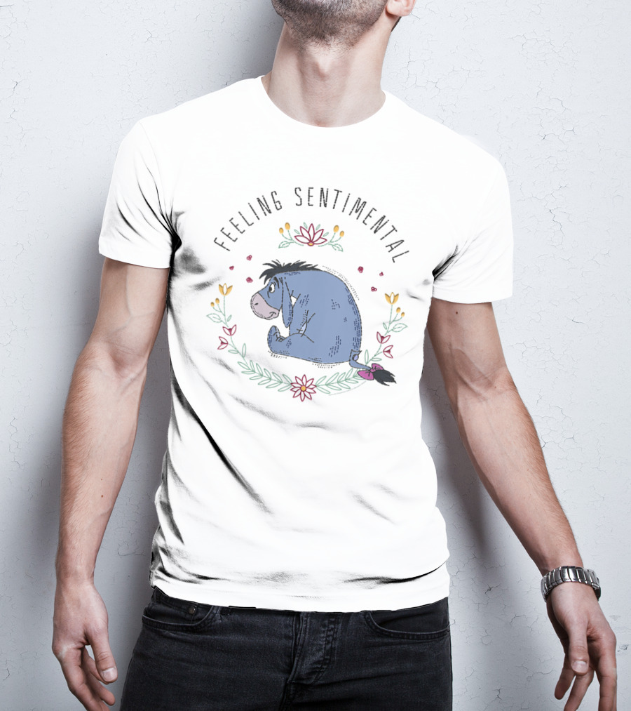 Eeyore Feeling Sentimental Surrounded By Floral Accents T-Shirt