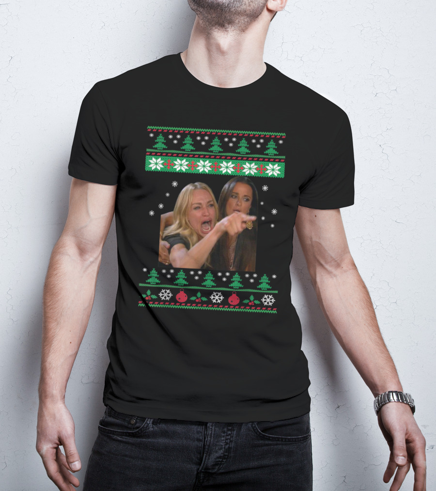 Woman Yelling At A Cat Ugly Christmas Sweater Meme T-Shirt