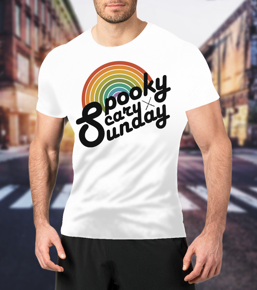 CoryxKenshin Spooky Scary Sunday Retro Rainbow T-Shirt