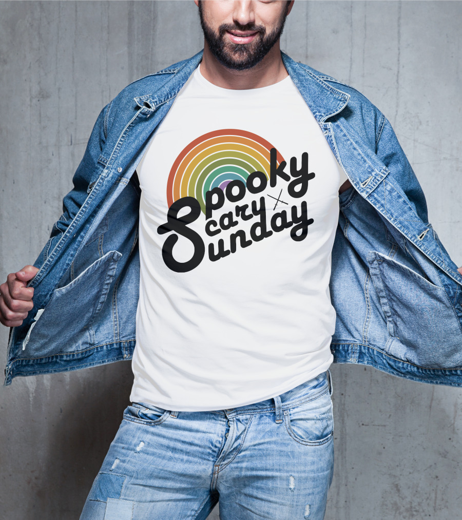 CoryxKenshin Spooky Scary Sunday Retro Rainbow T-Shirt