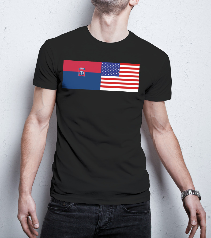 82Nd Airborne Division And American Flag Hklkh1 T-Shirt