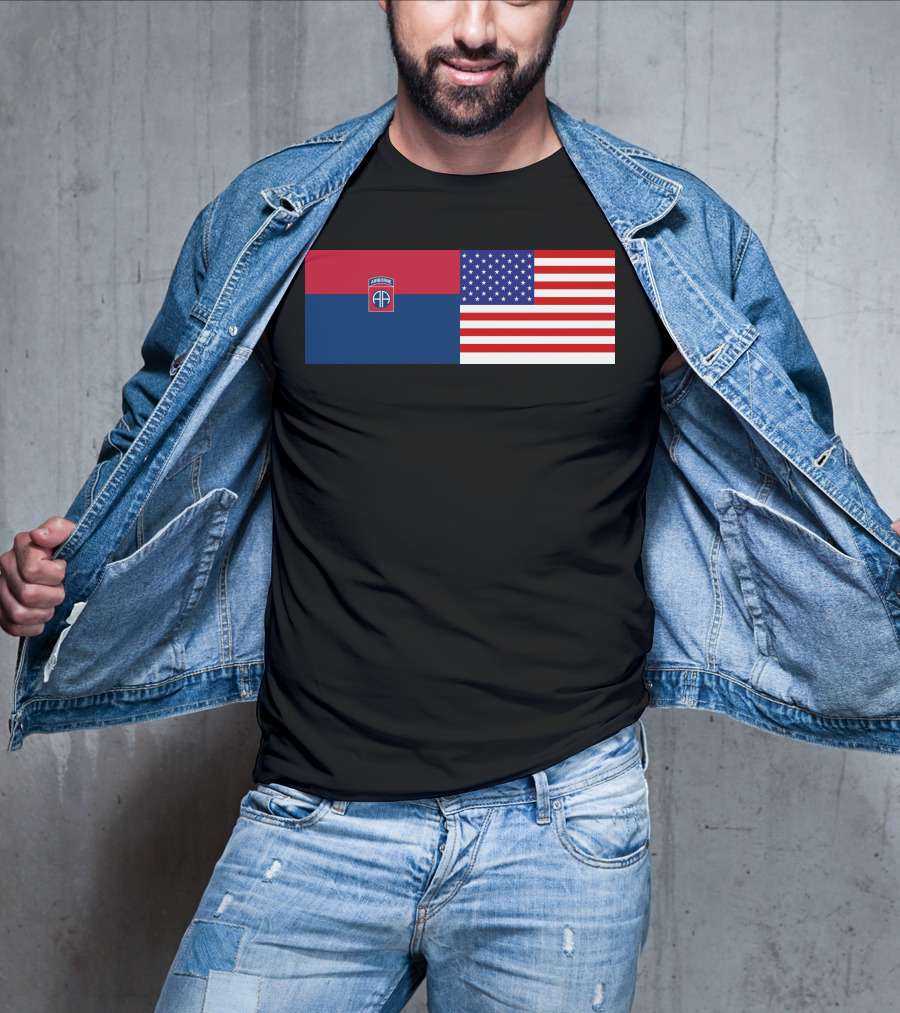 82Nd Airborne Division And American Flag Hklkh1 T-Shirt