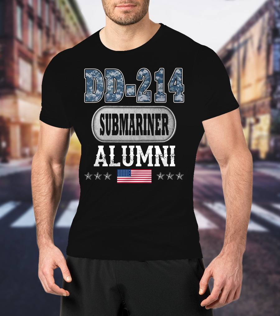 Dd-214 Submariner Alumni American Flag Stars T-Shirt