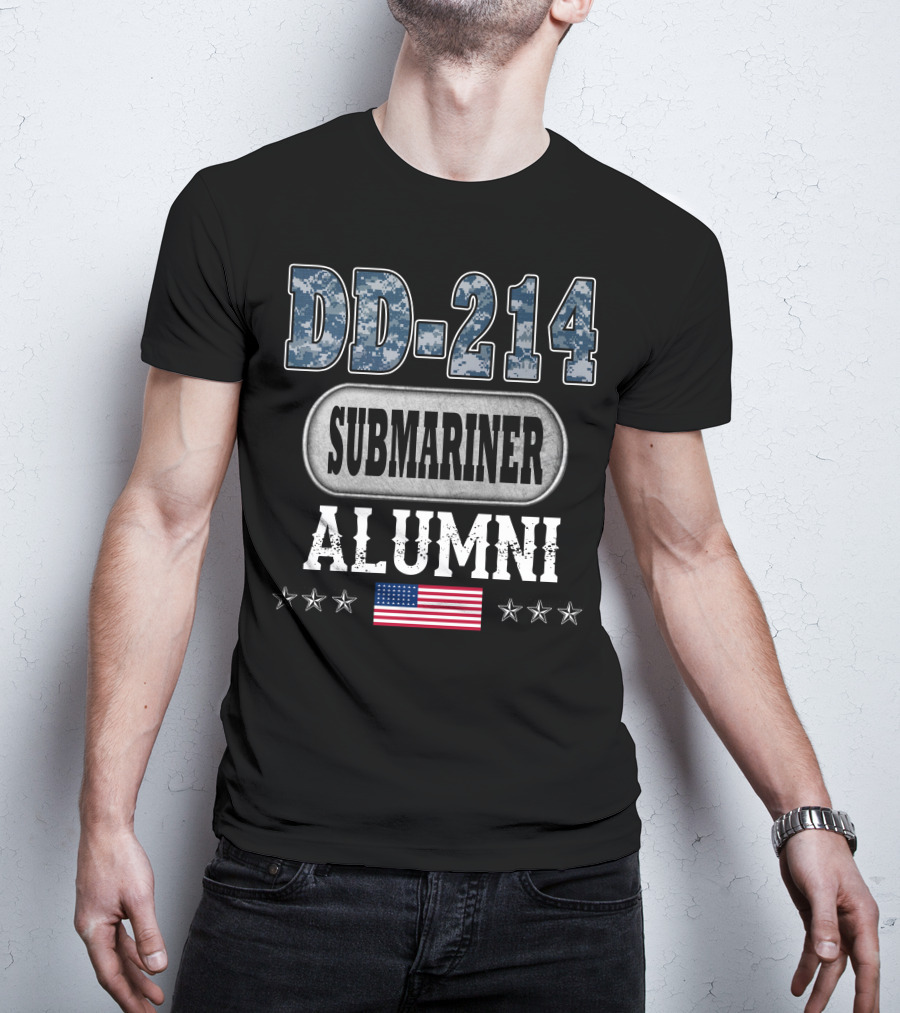 Dd-214 Submariner Alumni American Flag Stars T-Shirt