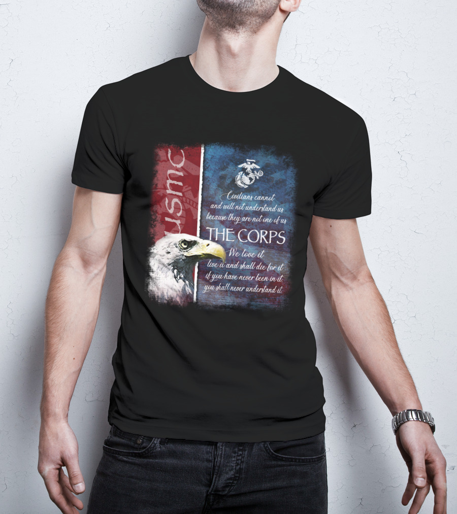 Usmc Marines The Corps Eagle Quote Semper Fidelis T-Shirt