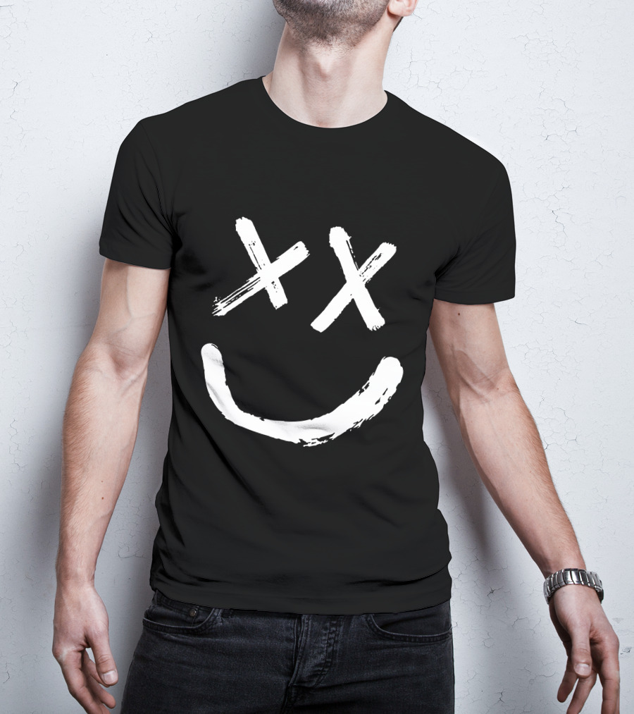 Reverse Smile Distressed Face T-Shirt